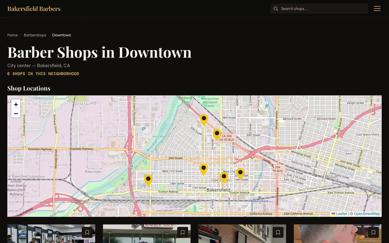Neighborhood landing page — area-specific shops and local SEO content